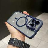 Glass Transparent Stand Metal Ring Case For iPhone