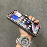 Glass Transparent Stand Metal Ring Case For iPhone