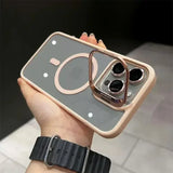 Glass Transparent Stand Metal Ring Case For iPhone