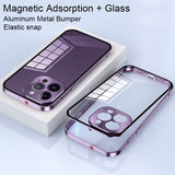 Metal Frame Magnetic Glass Case For iPhone