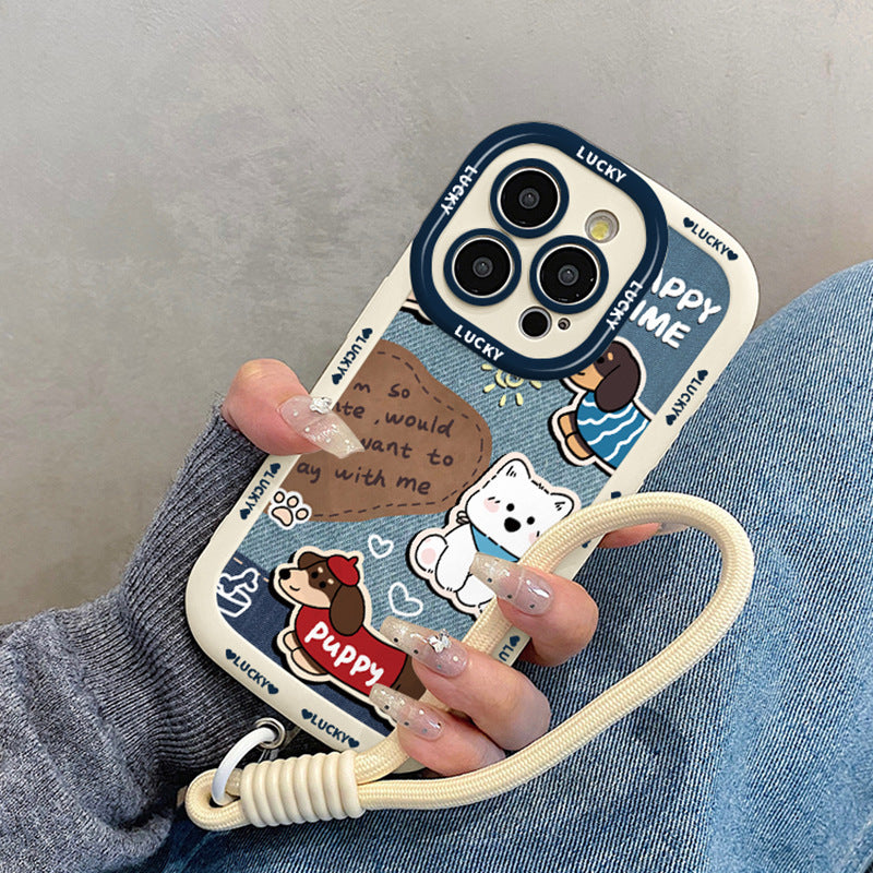 Denim-print dog pattern Case For iPhone