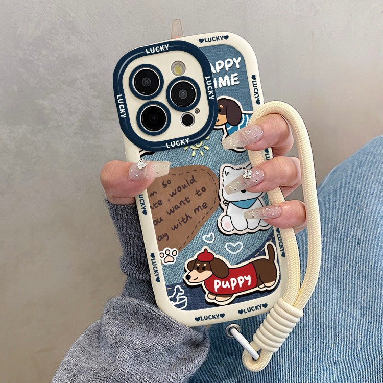 Denim-print dog pattern Case For iPhone