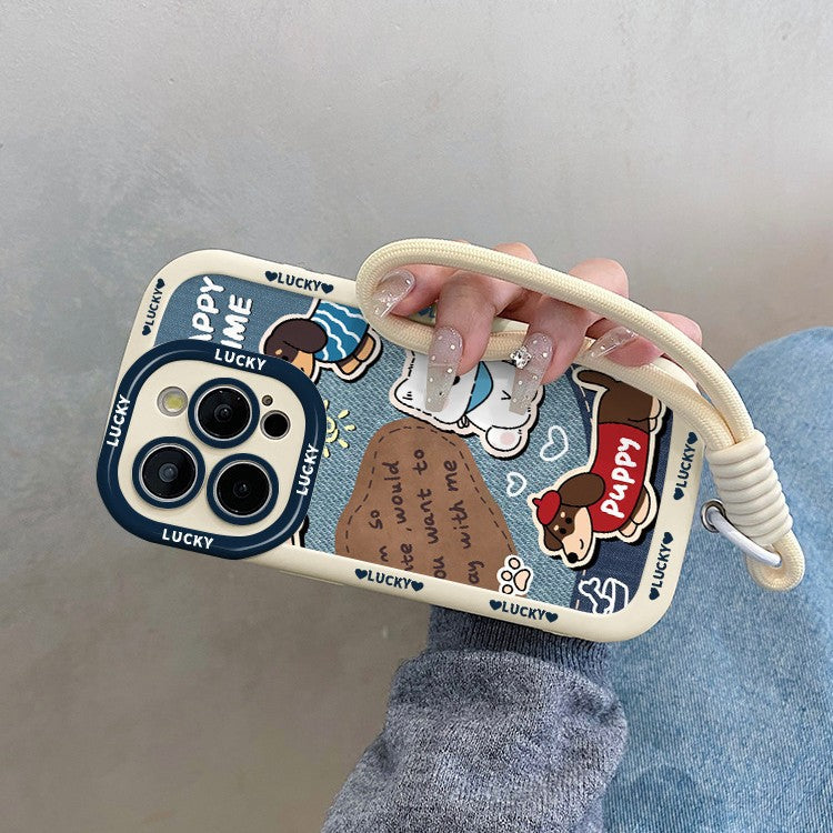 Denim-print dog pattern Case For iPhone