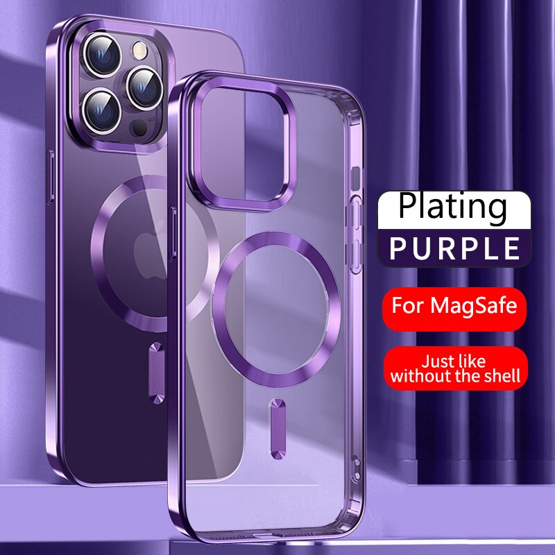 Transparent Square Plating Magnetic Case for iPhone