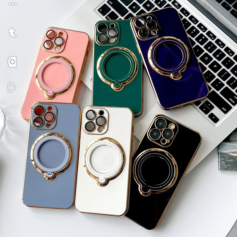 Plating Silicone Wireless Stand Case For iPhone