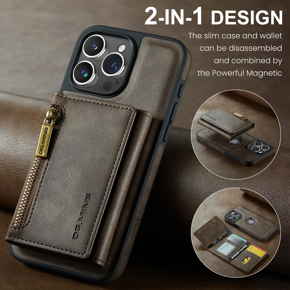 2 in1 Card Holder Magnetic Phone Case For iPhone