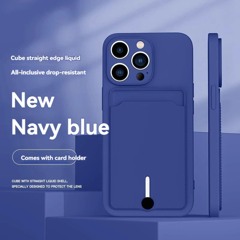 Push Card Bag Slot Holder Wallet silicone Phone Case For iPhone
