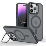 Metal Lens Stand Magnetic Case For iPhone