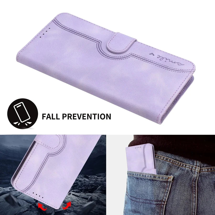 Wallet Kickstand Smile Flip Leather Case For iPhone