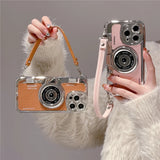 Luxury Retro Stereo Camera Hand with Lanyard Case For iPhone