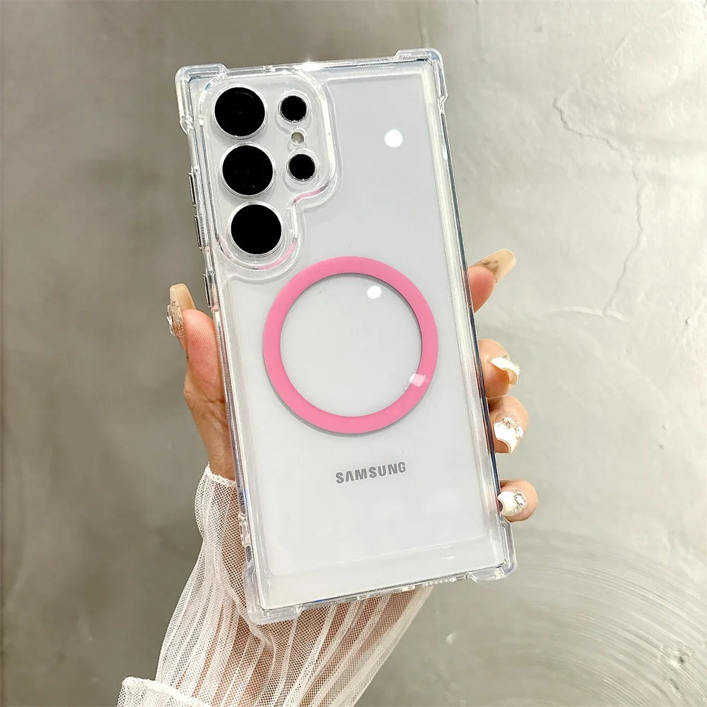 Transparent Armour Magnetic Case For Samsung