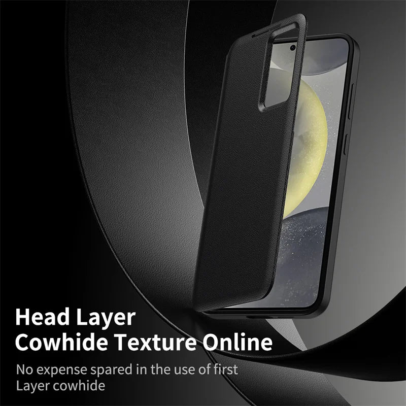 Leather Flip Smart Display Transparent Window Case For Samsung