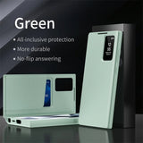 Leather Flip Smart Display Transparent Window Case For Samsung
