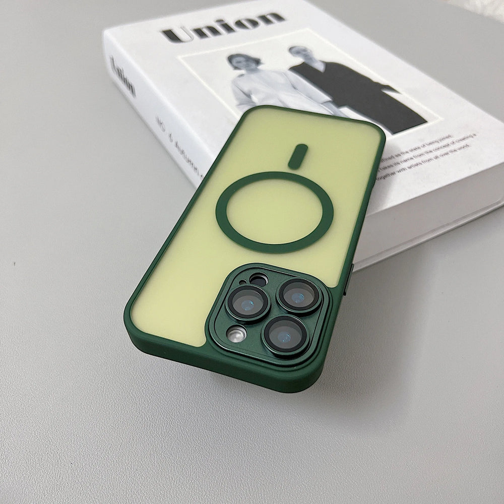 Magnetic Luxury Matte Translucent Armor Shockproof Case For iPhone