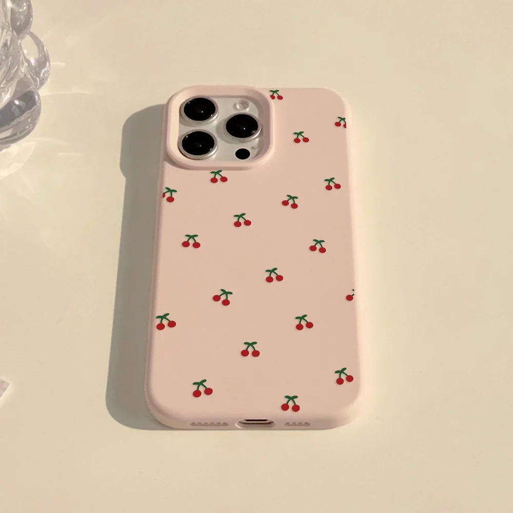 Cute Cartoon Cherry Pattern Phone Case For iPhone