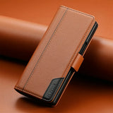 Luxury Leather Wallet Magnetic Armor Case for Samsung