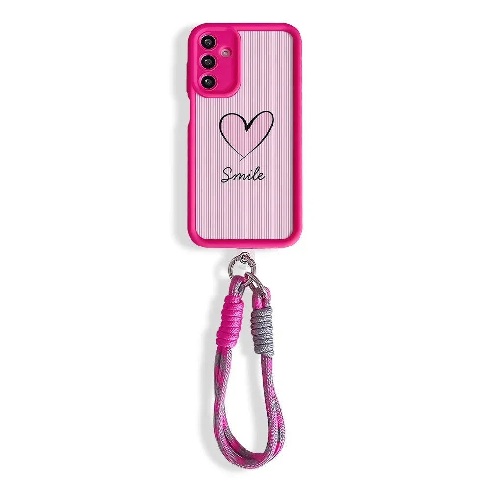 Love Heart Wrist Chain Lanyard Phone Case for Samsung
