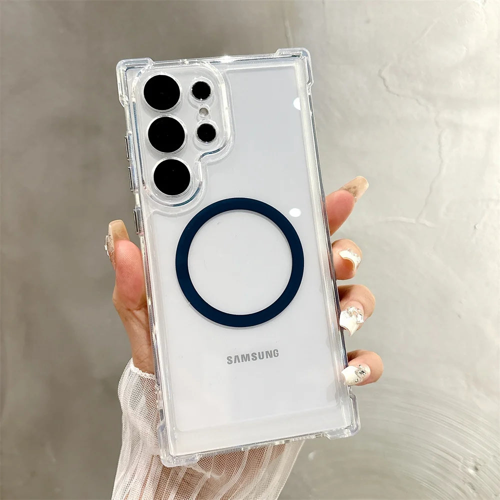 Transparent Armour Magnetic Case For Samsung