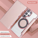 Flip Slot Card Leather Wallet Clear Magnetic Phone Case For Samsung