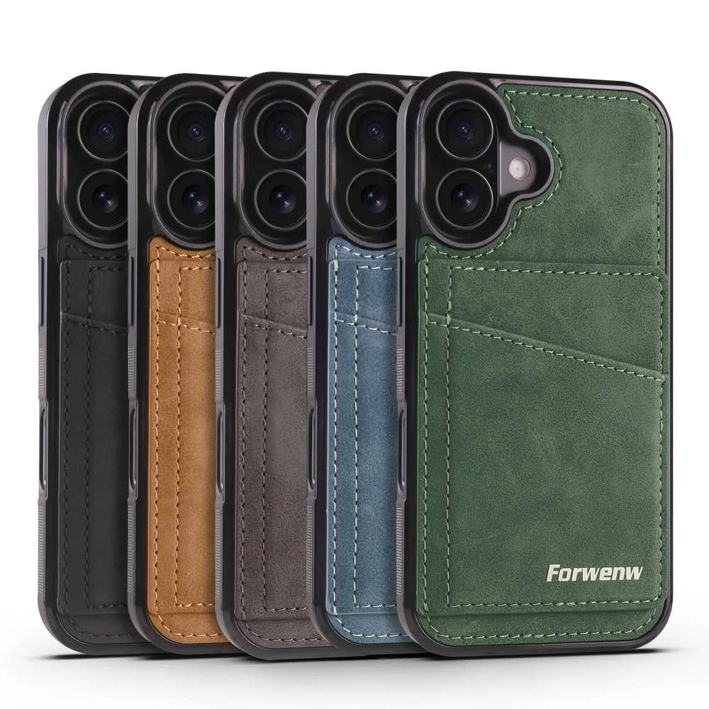Business Flip Leather Built-in Magnetic Wallet Card Case for iPhone