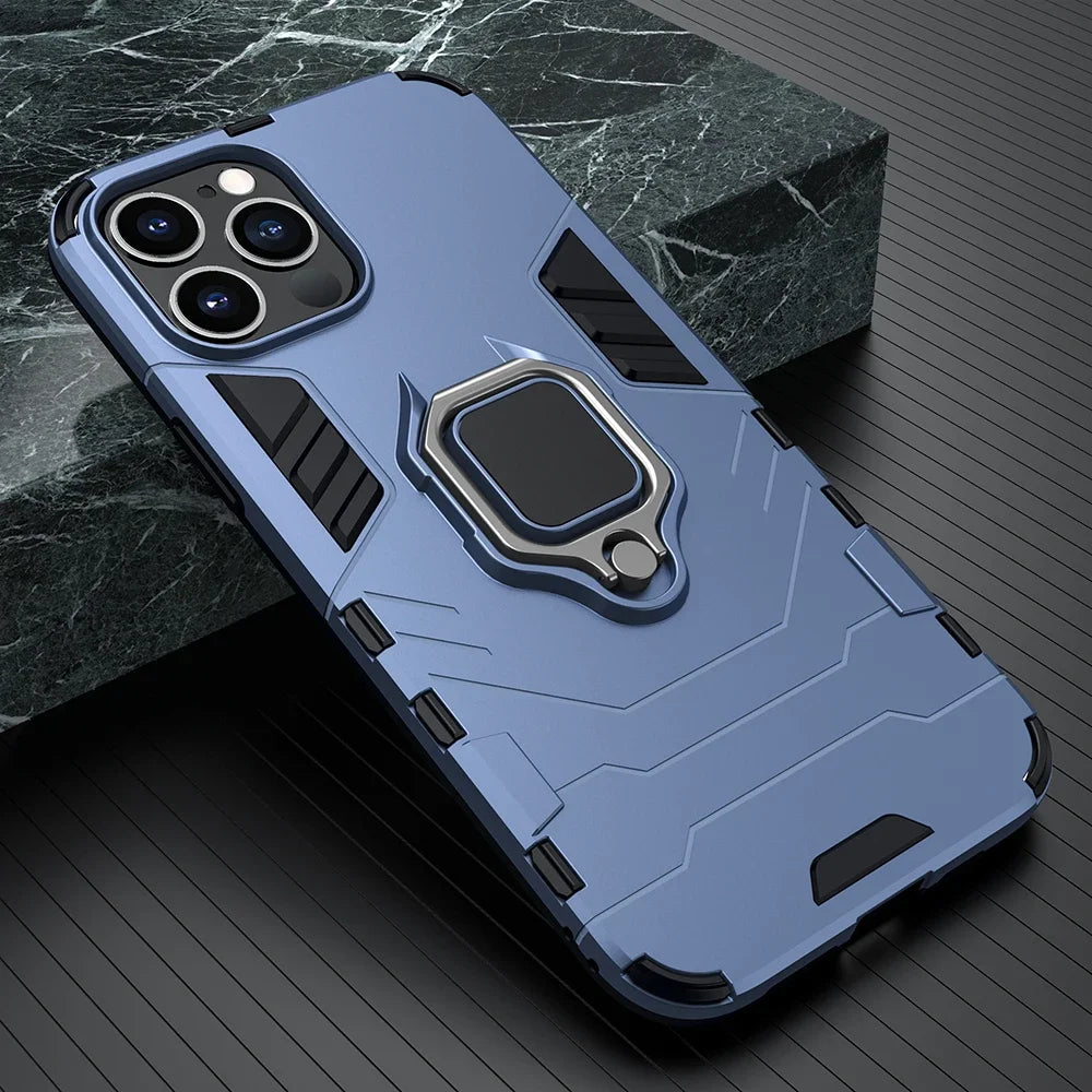 Magnetic Ring Stand Silicone Shockproof Case for iPhone