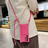 Silicone Wallet Crossbody Necklace Lanyard Card Holder Case For Samsung