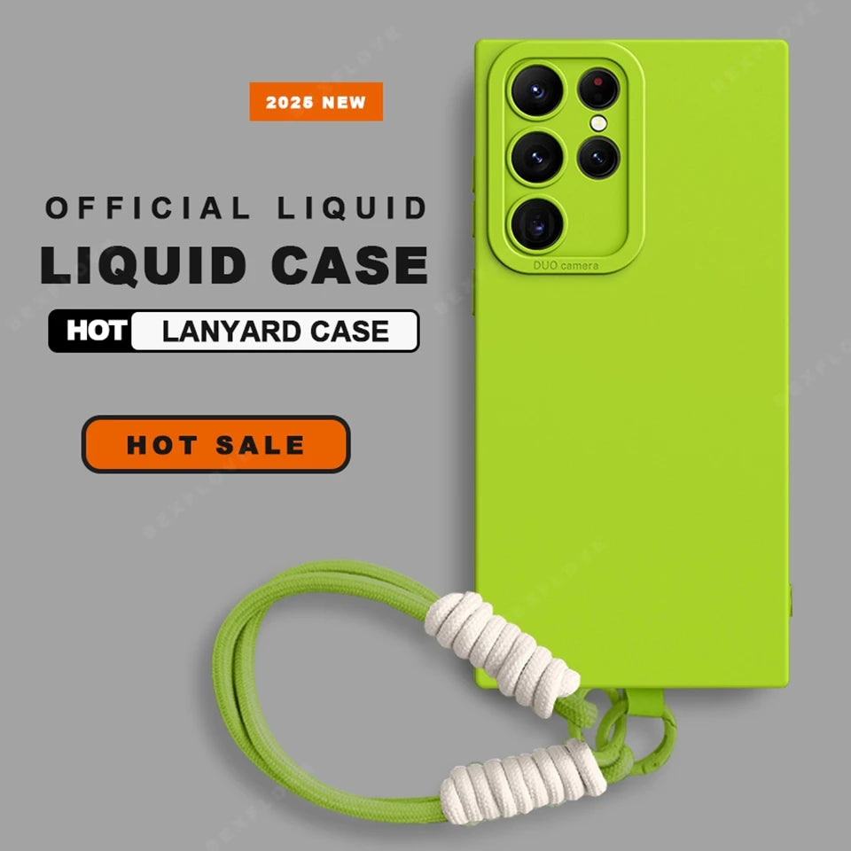 Wrist Strap Liquid Silicone Phone Case For Samsung