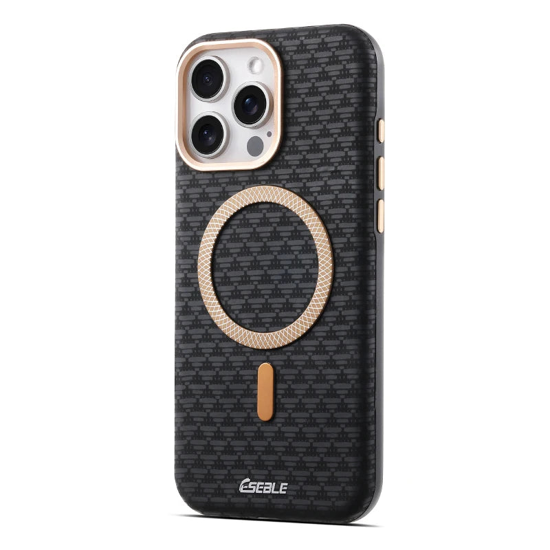 Luxury Solid Color Triangle Pattern Magnetic Case for iPhone