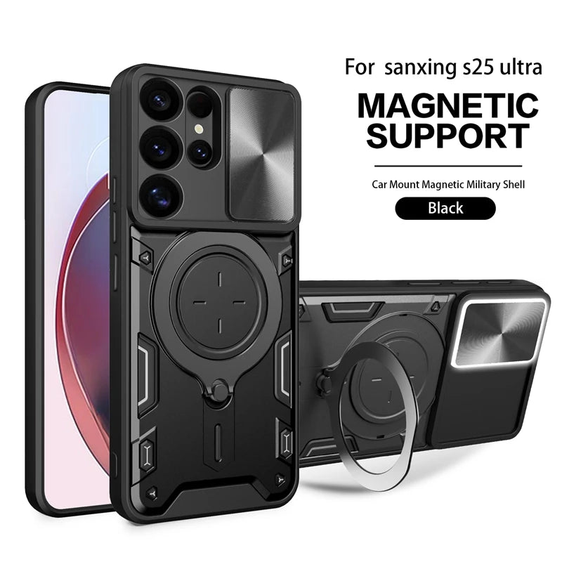 Magnetic Ring Holder Armor Shockproof Case For Samsung