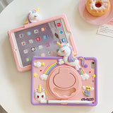 Cartoon Horse Silicone swivel bracket Case For iPad