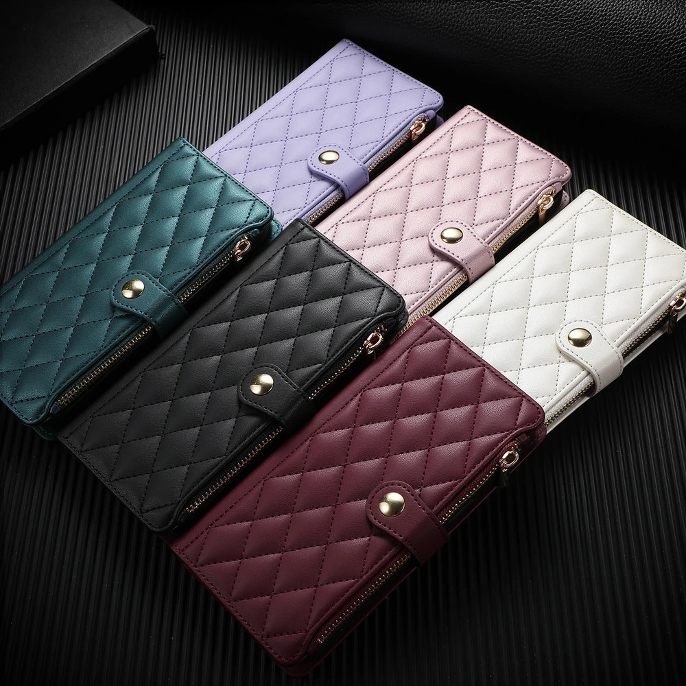 Crossbody Zipper Cards Solt Wallet Leather Case For iPhone