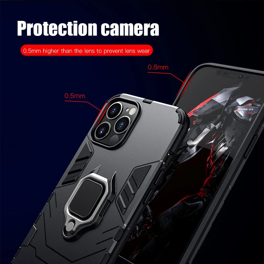 Magnetic Ring Stand Silicone Shockproof Case for iPhone