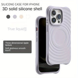 Liquid Silicone Wave Pattern Magsafe Phone Case For iPhone