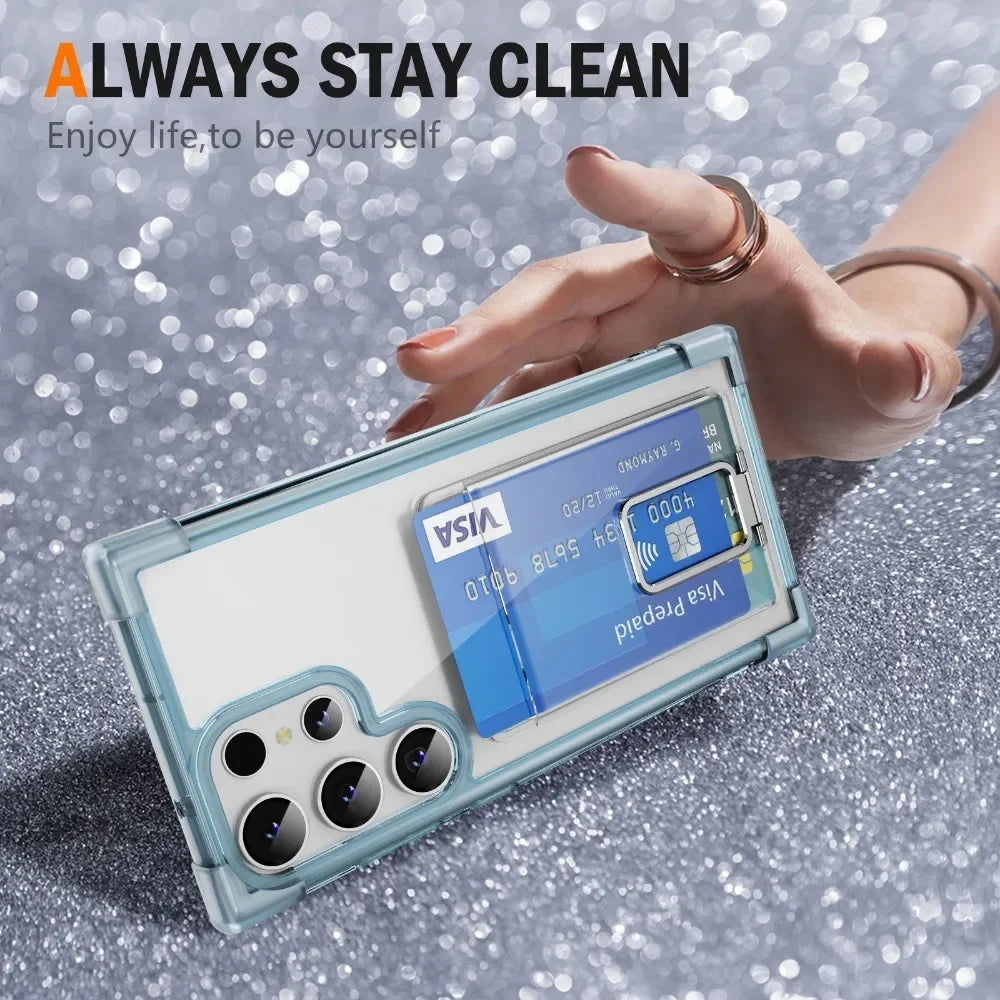 Clear Cover with Card Slot Holder Case for Samsung