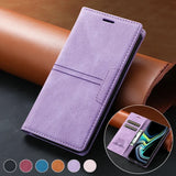 Wallet Skin Feel Card Slot Magnetic Flip Leather Case For Samsung