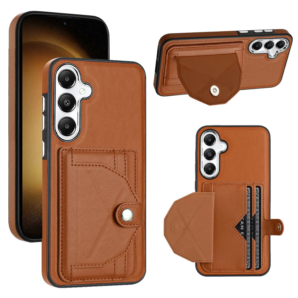 Fashion Leather Card Slots anti-fall Phone Cases For Samsung