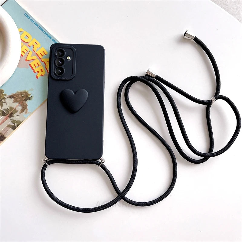 Crossbody Lanyard Love Heart Case For Samsung Galaxy