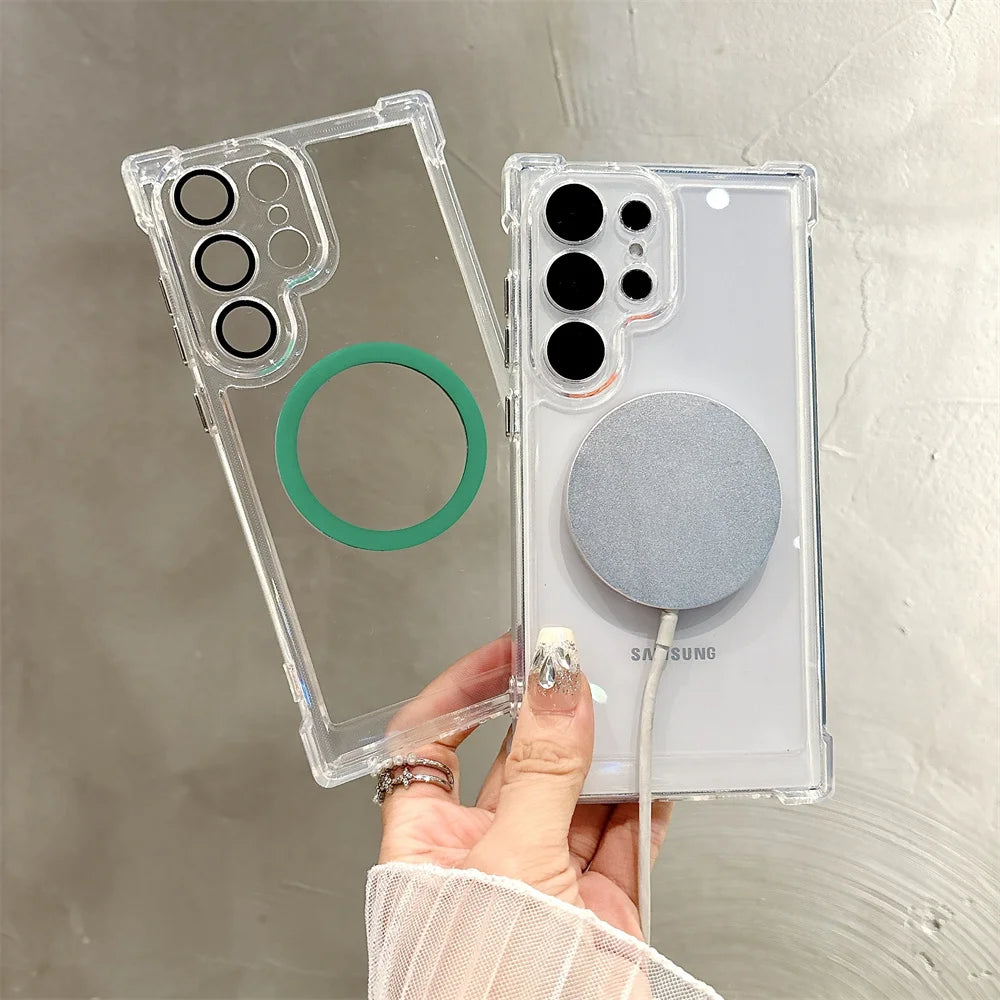 Transparent Armour Magnetic Case For Samsung