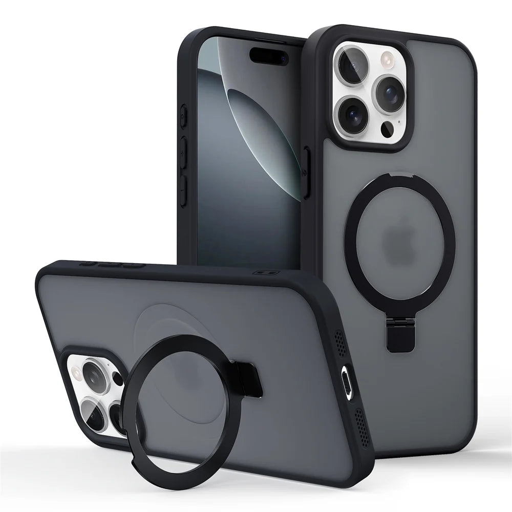 Shockproof Magnetic Kickstand Matte Case For iPhone