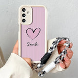 Love Heart Wrist Chain Lanyard Phone Case for Samsung