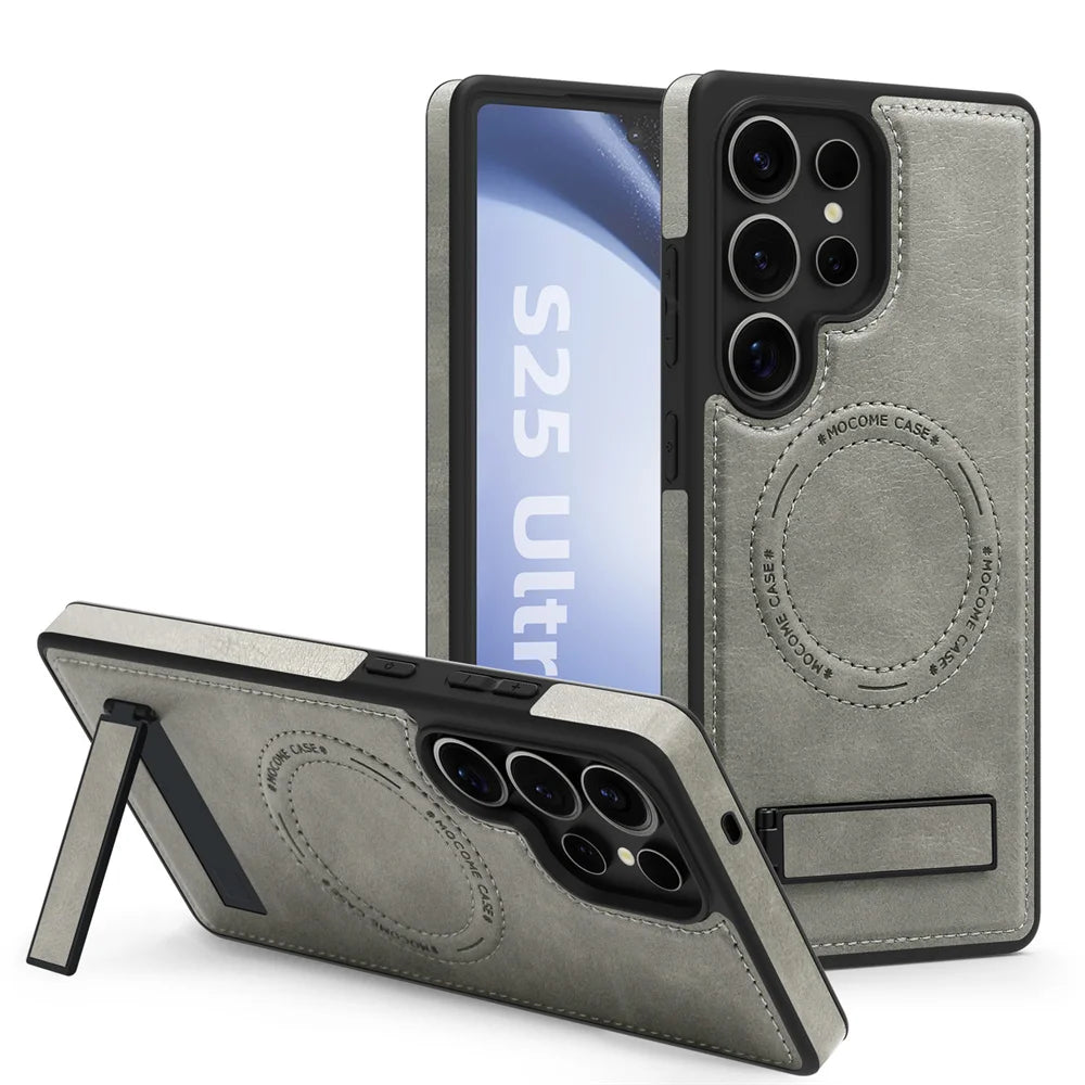 Stand Leather Bracket Magsafe Case for Samsung