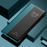 Leather Flip Clear Windows Protective Cover Phone Case For Galaxy