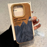 Faux Leather Mountain Motif Lake Scenery Case For iPhone