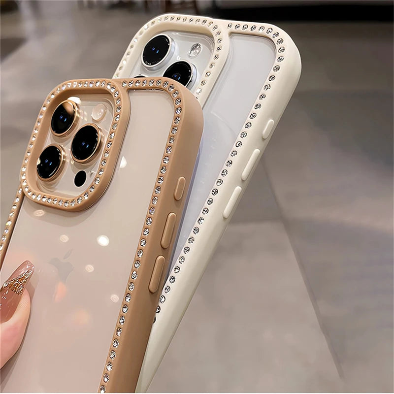 Luxury Bling Rhinestone Diamond Transparent Case For iPhone