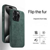 Italian Flip Fur Leather Magnetic Case for iPhone