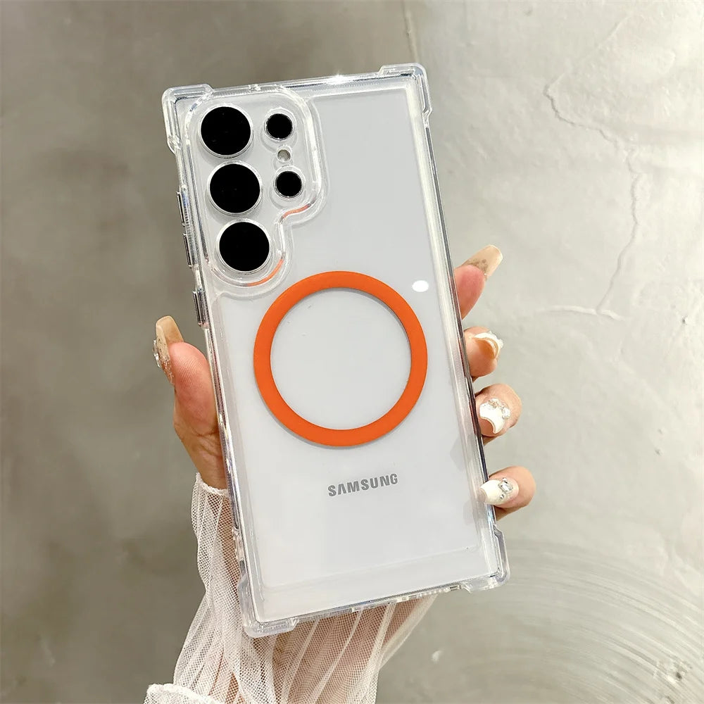Transparent Armour Magnetic Case For Samsung
