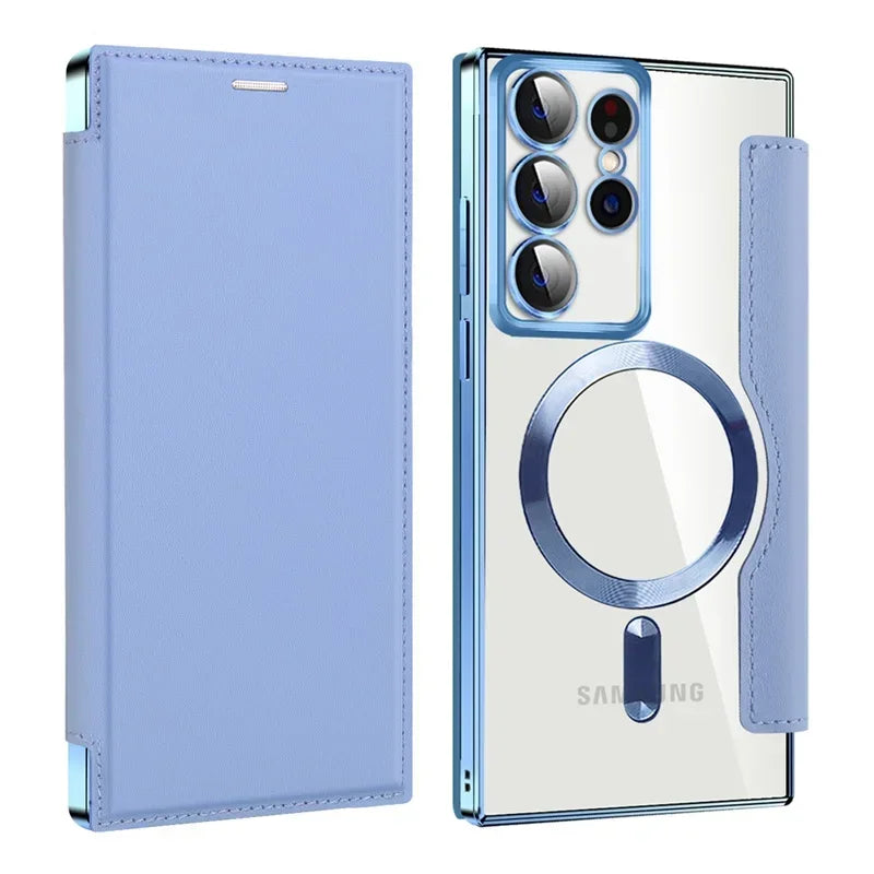 Flip leather business card slot for Samsung