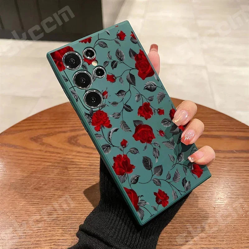 New Retro Fashion Rose Phone Case For Samsung