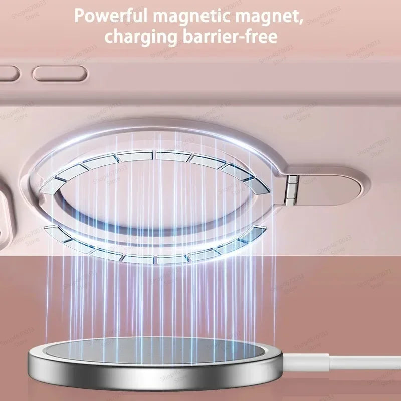 Liquid Silicone Magnetic Stand Phone Case For iPhone