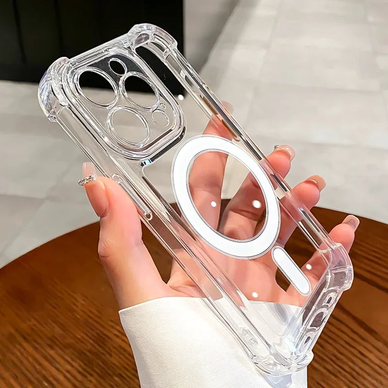 Luxury Transparent Shockproof Magnetic Case for iPhone